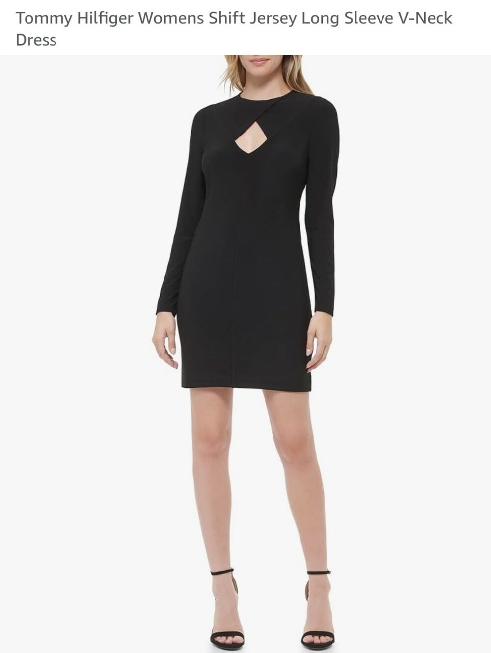 Tommy Hilfiger Black Long-Sleeve V-Neck Cutout Shift Dress